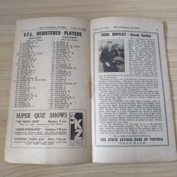 VFL 1948 August 28 Geelong v Essendon Football Record
