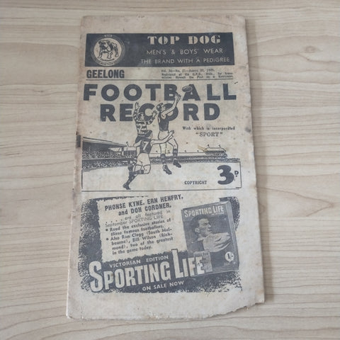 VFL 1949 August 20 Geelong v North Melbourne Football Record