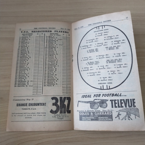 VFL 1956 May 12 Melbourne v Geelong Football Record