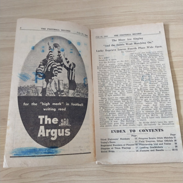 VFL 1956 June 21 Geelong v Hawthorn Football Record