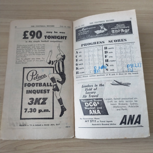 VFL 1956 June 21 Geelong v Hawthorn Football Record