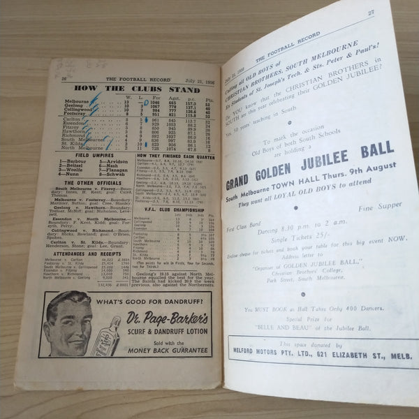 VFL 1956 June 21 Geelong v Hawthorn Football Record