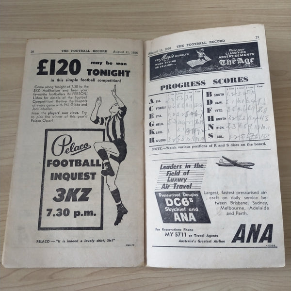 VFL 1956 August 11 Geelong v Collingwood Football Record