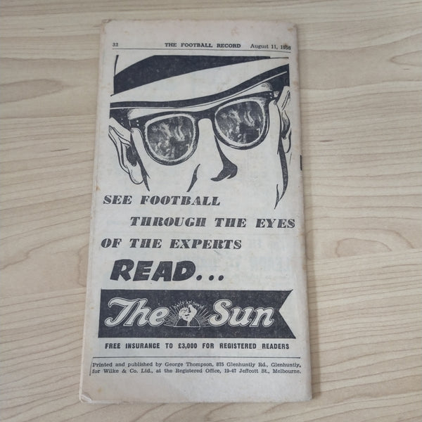 VFL 1956 August 11 Geelong v Collingwood Football Record
