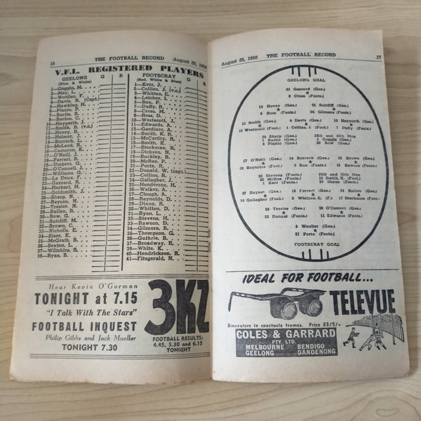 VFL 1956 August 25 1st Semi Final Geelong v Footscray Football Record