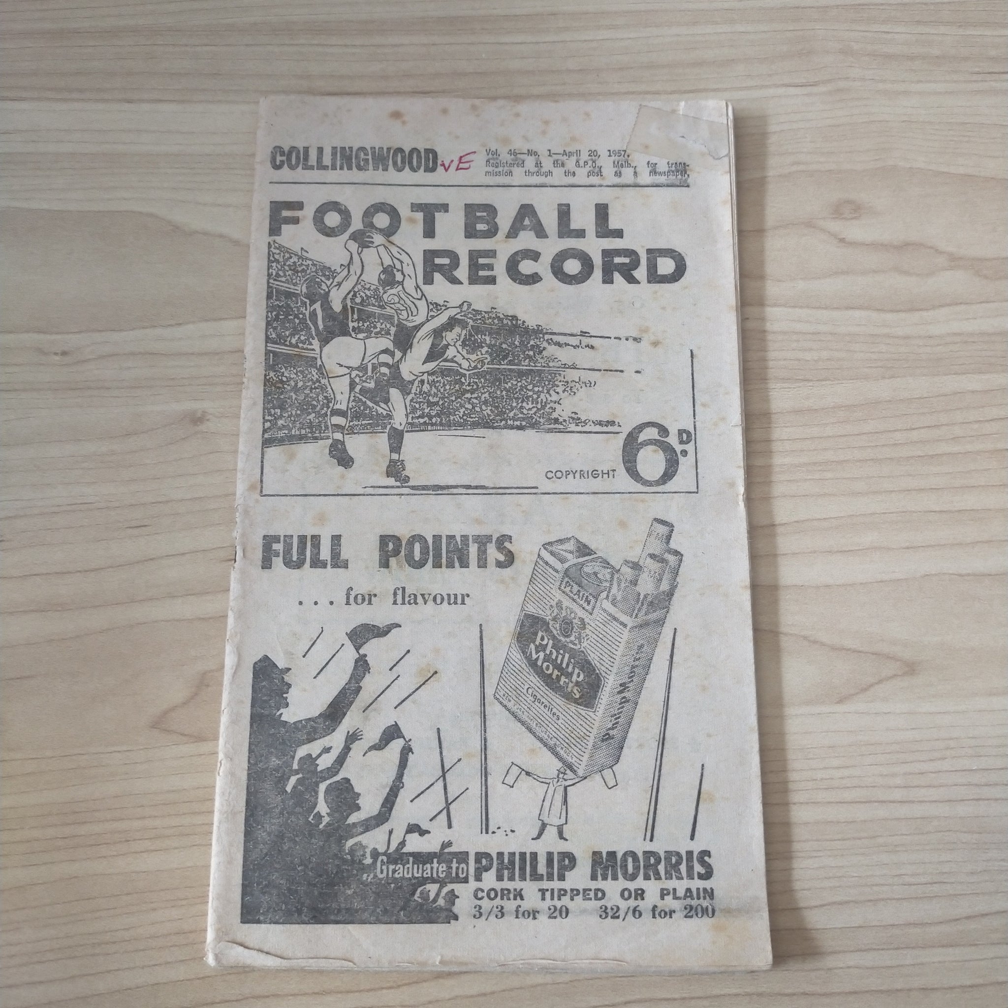 VFL 1957 April 20 Collingwood v Essendon Football Record