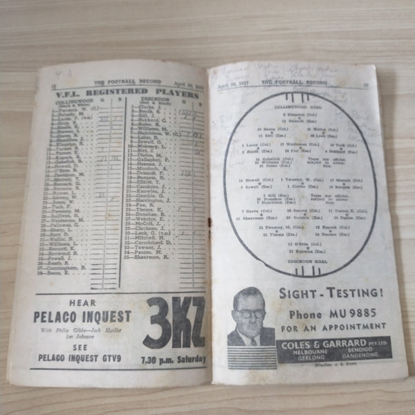 VFL 1957 April 20 Collingwood v Essendon Football Record