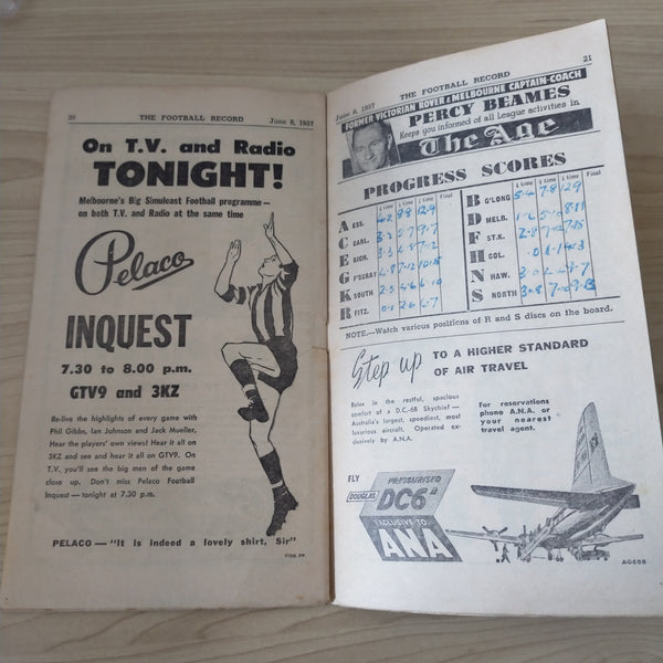 VFL 1957 June 8 Essendon v Geelong Football Record