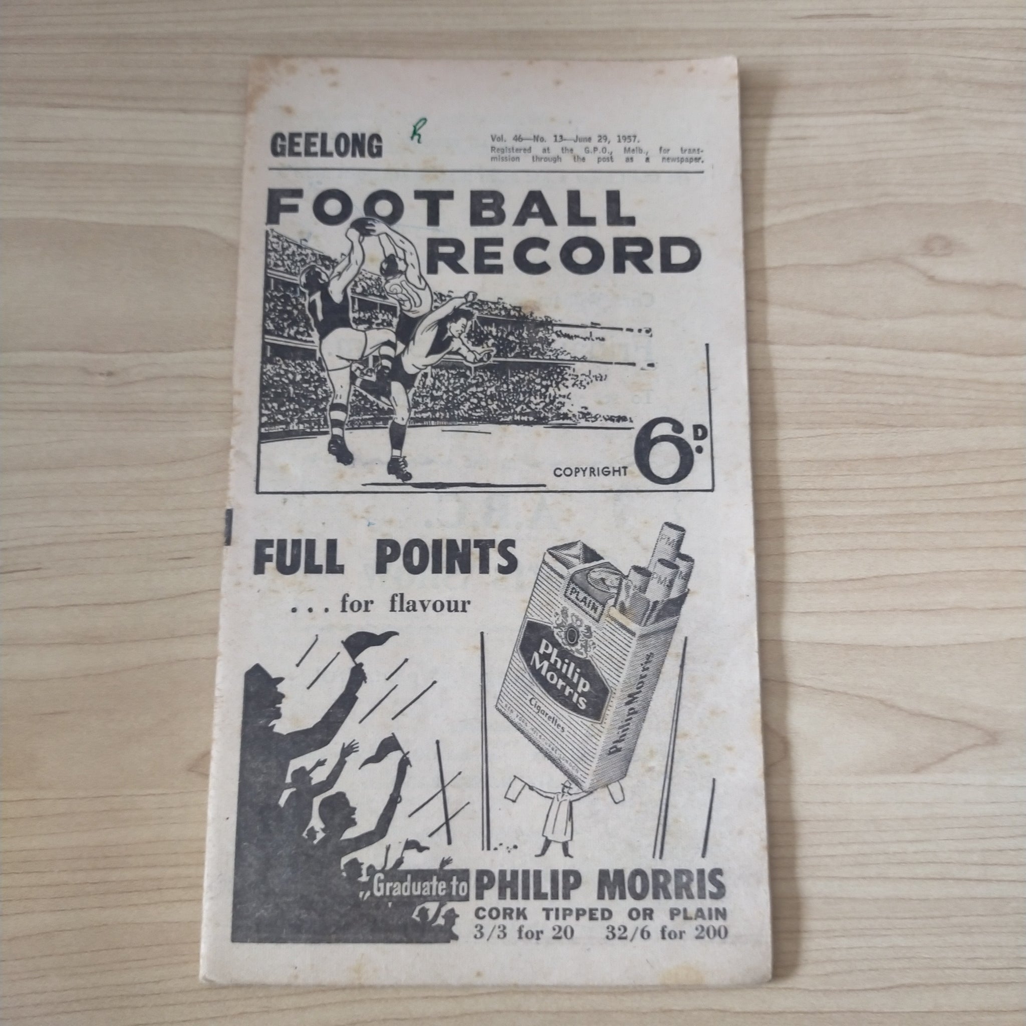 VFL 1957 June 29 Geelong v Richmond Football Record