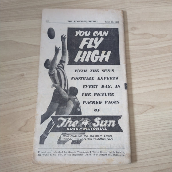 VFL 1957 June 29 Geelong v Richmond Football Record