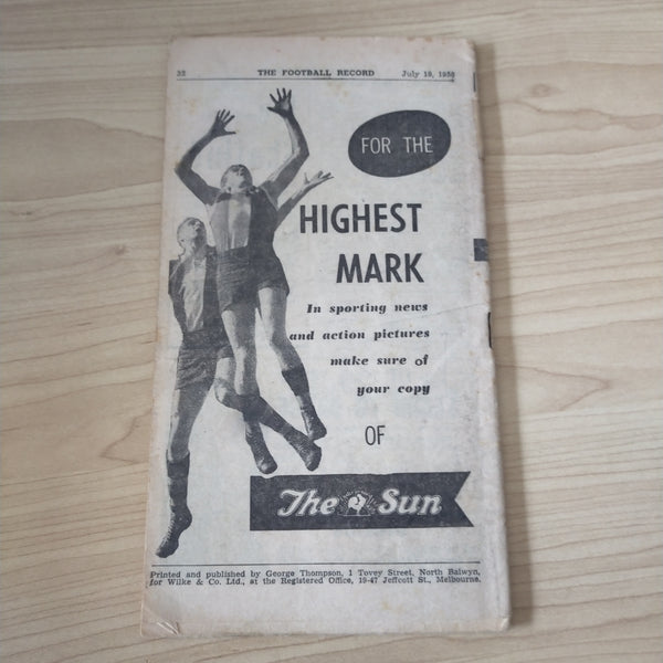 VFL 1958 July 19 Melbourne v Geelong Football Record
