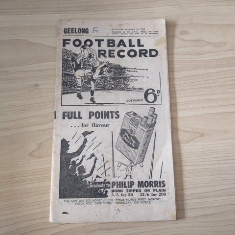 VFL 1958 August 16 Geelong v Footscray Football Record