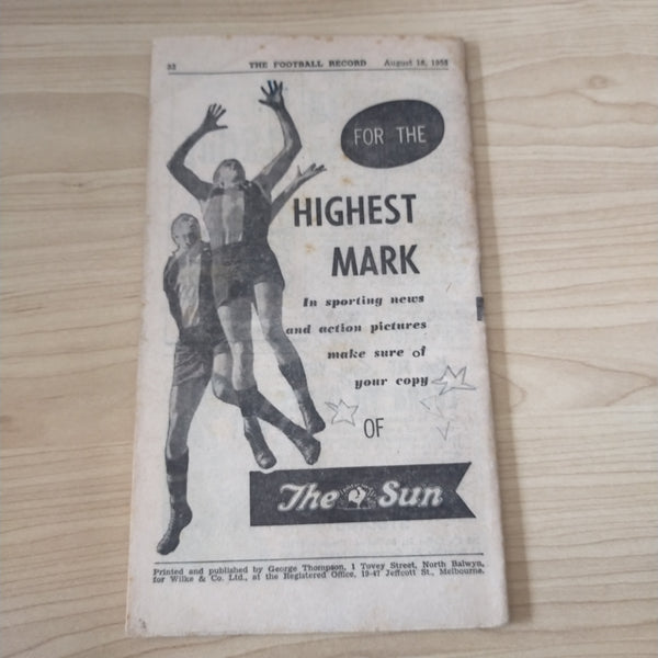 VFL 1958 August 16 Geelong v Footscray Football Record