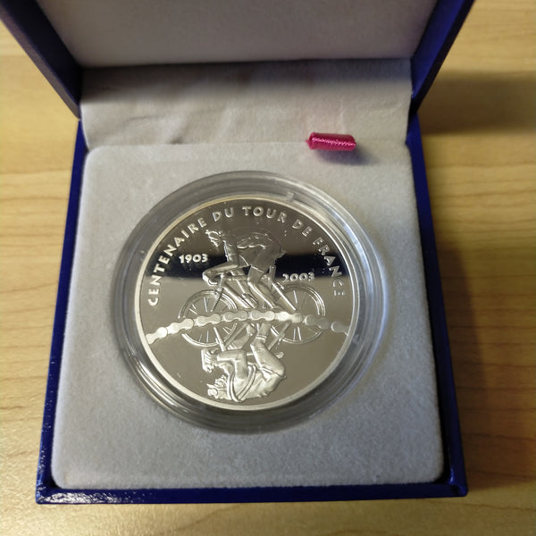 2003 France 100 Years of the Tour De France Silver Proof Coin