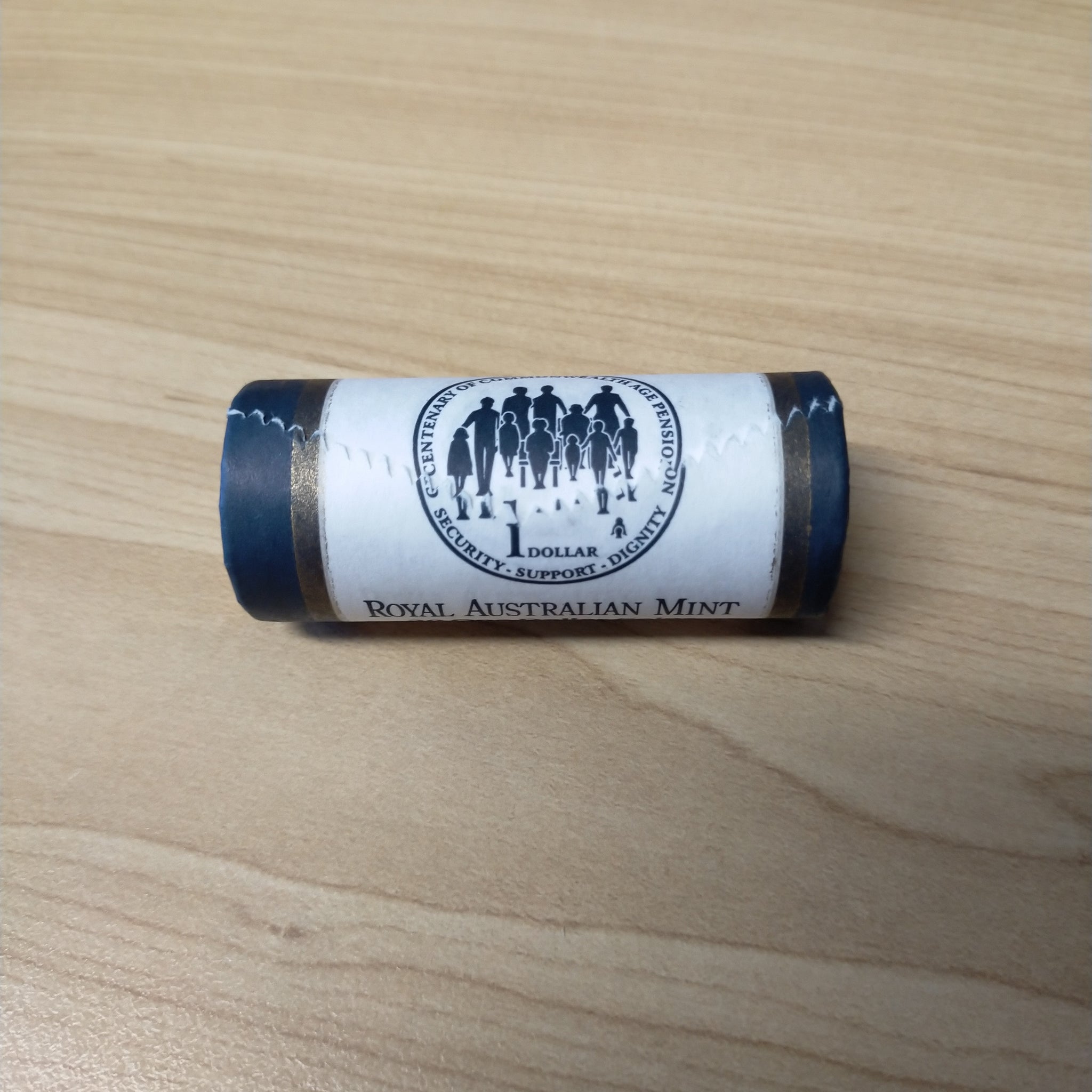 Australia 2009 Royal Australian Mint $1 Centenary of Commonwealth Age Pension Uncirculated Coin RAM Mint Roll