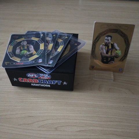 2021 Teamcoach Card Craft Tom Mitchell Hawthorn Complete Set of 4 Cards + Redeemed 24k Gold Card