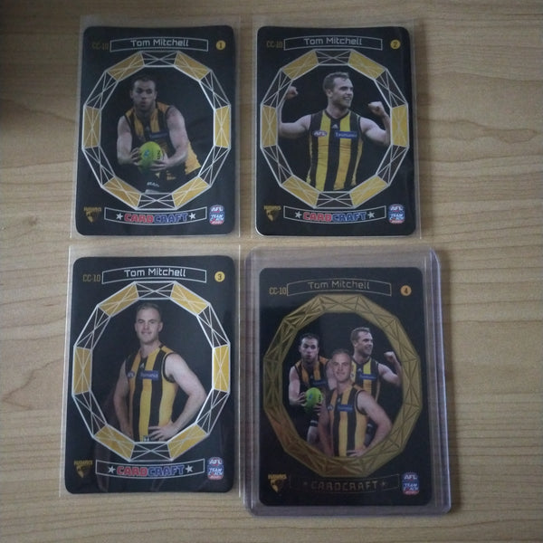 2021 Teamcoach Card Craft Tom Mitchell Hawthorn Complete Set of 4 Cards + Redeemed 24k Gold Card