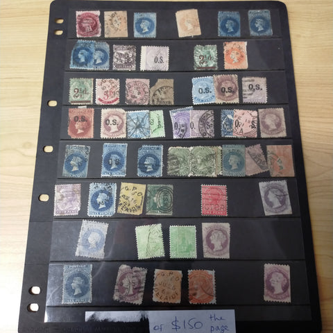 South Australia Page of 50+ 1860-1910 Stamps Used