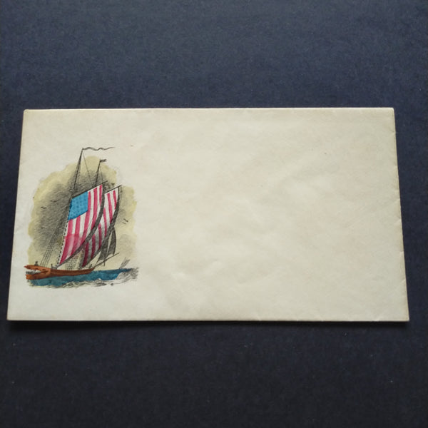 USA American Civil War Union Propaganda Cover Patriotic Naval Design Featuring Ship with Flag Sails