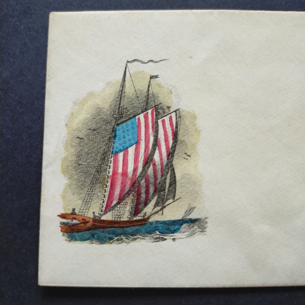 USA American Civil War Union Propaganda Cover Patriotic Naval Design Featuring Ship with Flag Sails
