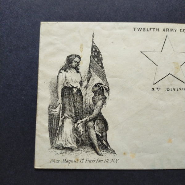 USA American Civil War Union Propaganda Cover "Twelfth Amry Corps 3rd Division" With Cartoon