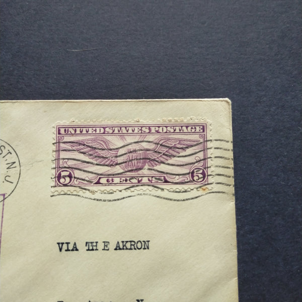 USA American Cover 1932 Airmail U.S.S. Akron Coast To Coast Trip Carrying Mail Lakehurst New Jersey To San Diego California