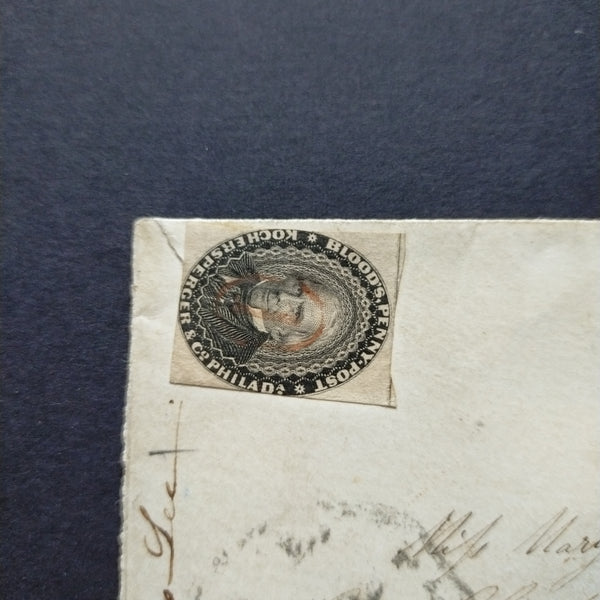 USA American Cover 1858 Philadelphia Local Post bearing 3c Franklin with bar dumb cancel & Philadelphia octagonal cancel with Blood's Penny Post stamp in black, B/S with 1859 Blood's Penny Post double ring cancel