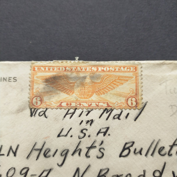 USA American Airmail Cover 1934 Turkey to California 6 Cents Postage Due