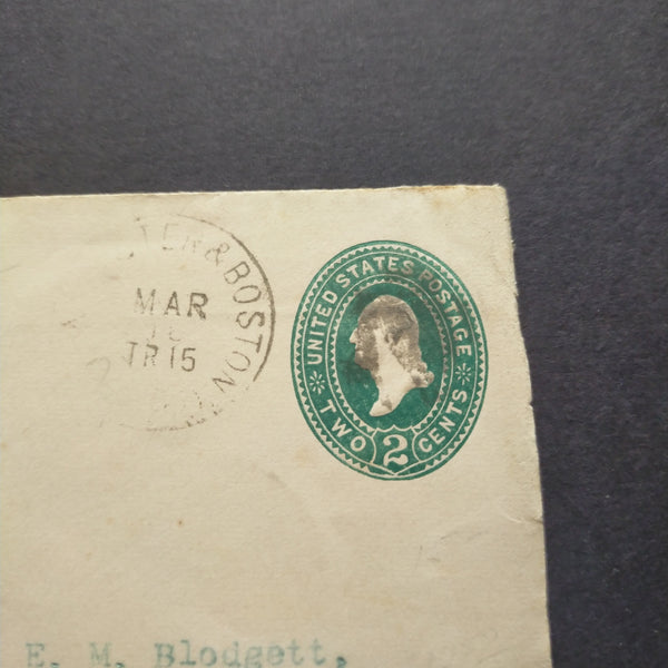 USA American Advertising Cover 2c Embossed Envelope PTPO For Moseley & Co Concord N.H. Flour and Wheat Merchants To New Hampshire
