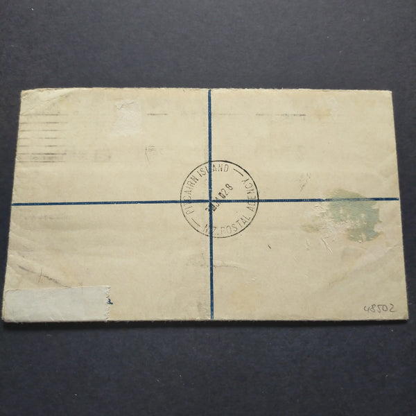 Pitcairn - Dunedin New Zealand Registered Letter bearing NZ agency label.
