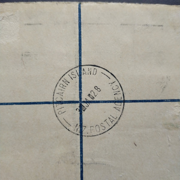Pitcairn - Dunedin New Zealand Registered Letter bearing NZ agency label.