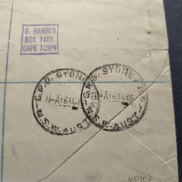 South Africa - Pitcairn 12 Jul 1946. Not delivered due to suspended Mail service