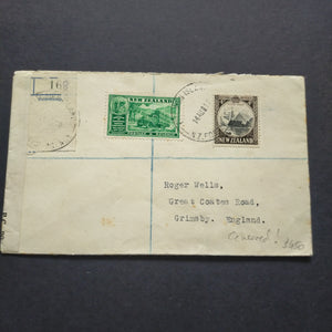 NZ Pitcairn Islands Cover 1940 CDS Pitcairn Islands to Grimsby England Registered Opened By Examiner