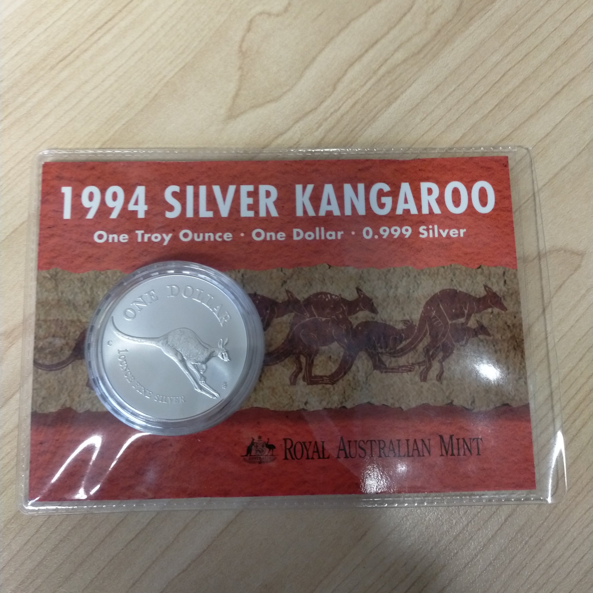 Australia 1994 Royal Australian Mint $1 1oz One Ounce Kangaroo Silver Coin