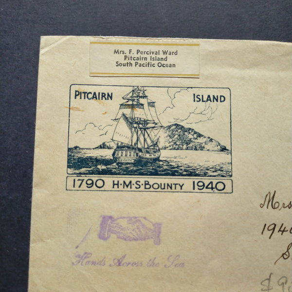 Pitcairn Islands Cover 1951 Pitcairn Island 1790 HMS Bounty 1940 Pitcairn Islands to New York USA