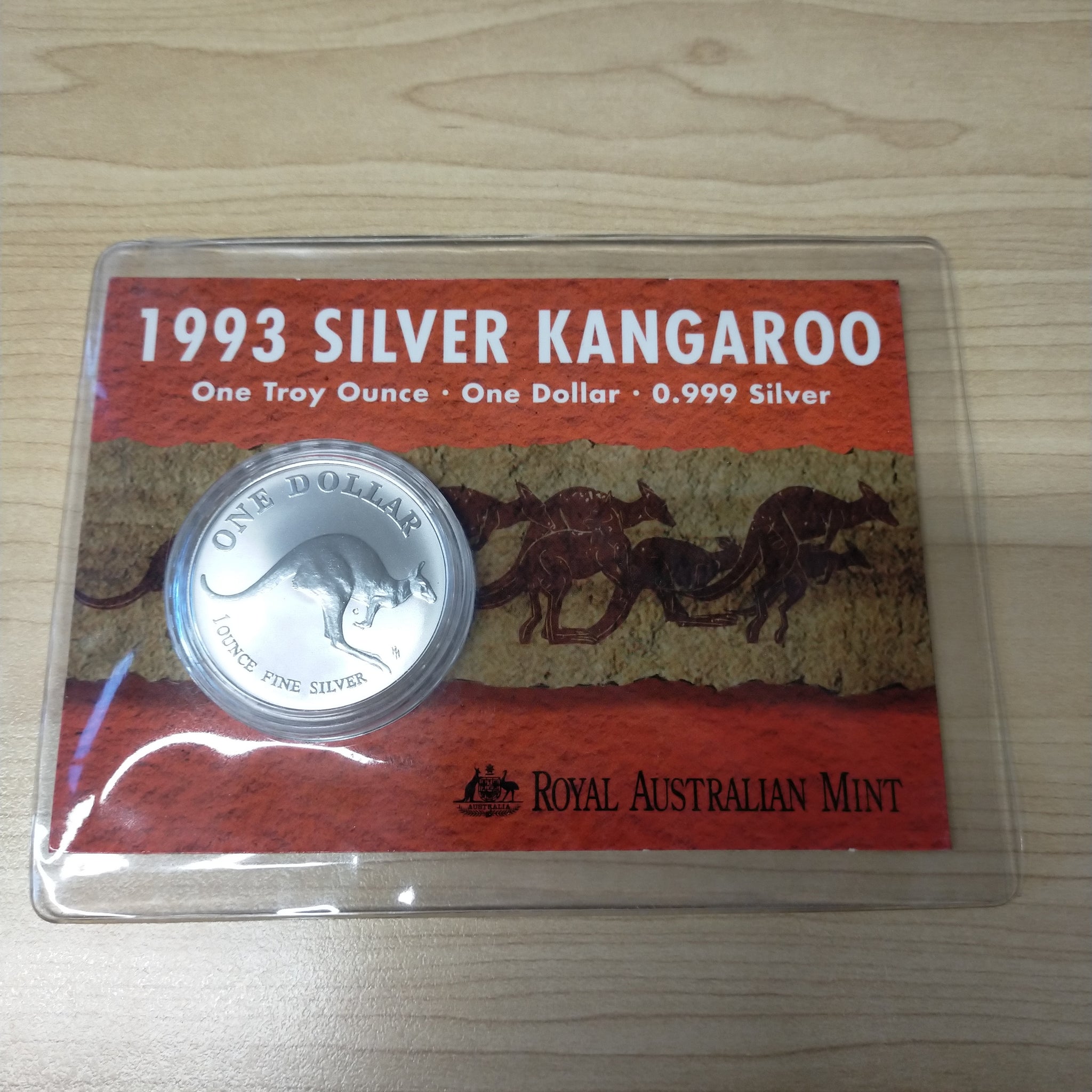 Australia 1993 Royal Australian Mint $1 1oz One Ounce Kangaroo Silver Coin