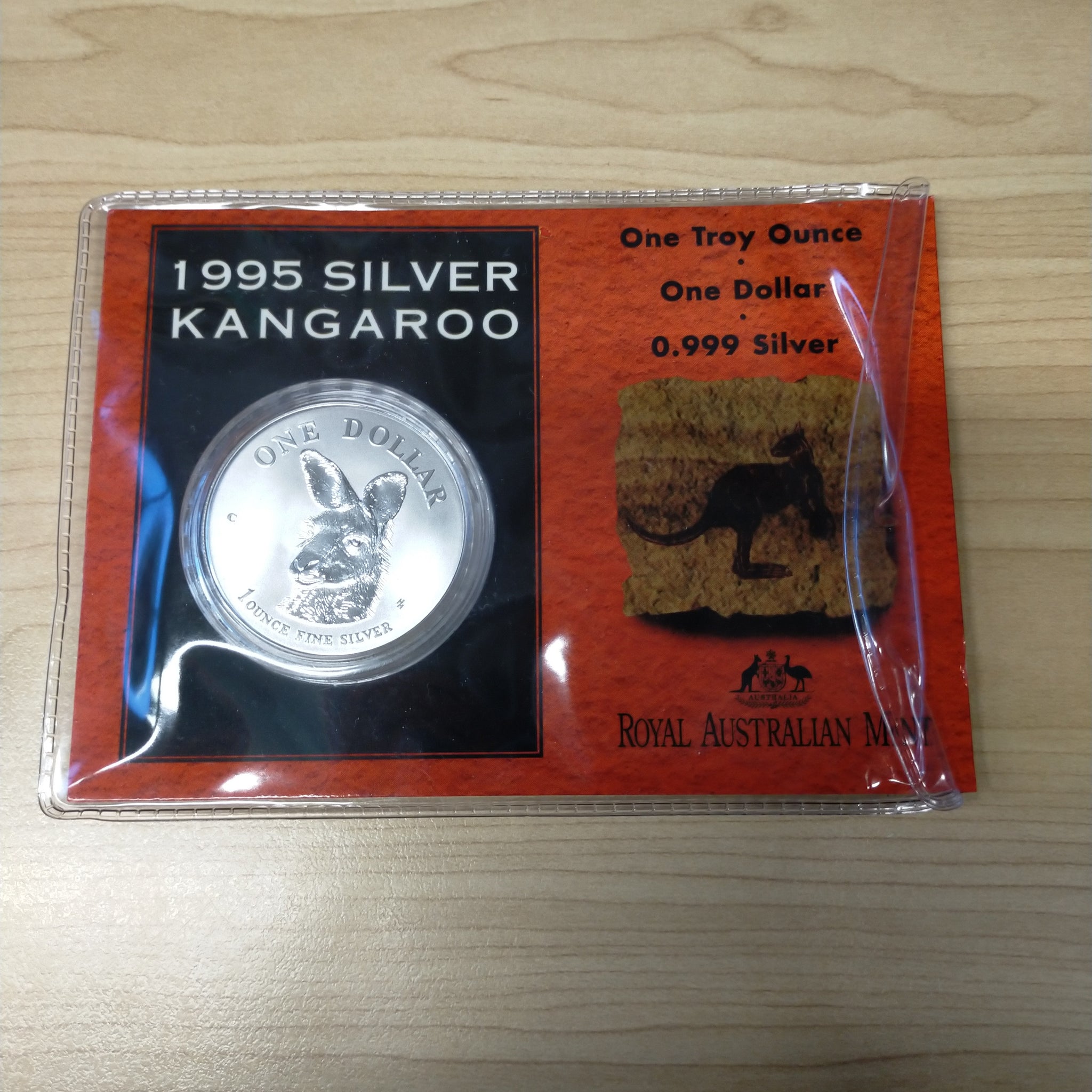 Australia 1995 Royal Australian Mint $1 1oz One Ounce Kangaroo Silver Coin