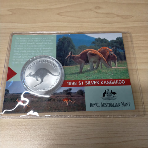 Australia 1998 Royal Australian Mint $1 1oz One Ounce Kangaroo Silver Coin