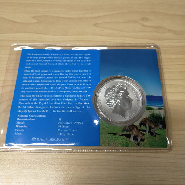 Australia 1999 Royal Australian Mint $1 1oz One Ounce Kangaroo Silver Coin