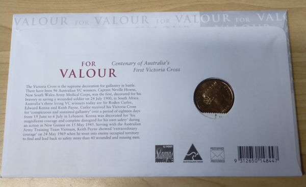 2000 Australian $1 For Valour Centenary of Australia's First Victoria Cross PNC 1st Day Issue