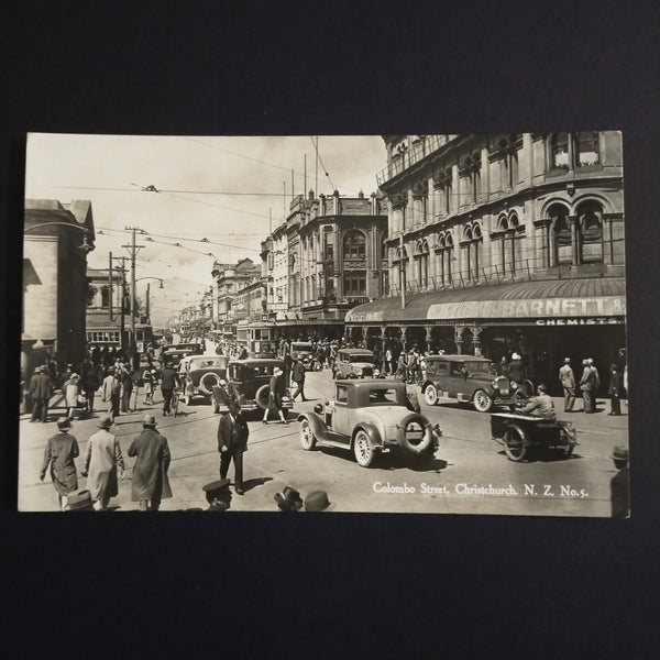 NZ New Zealand Vintage Postcard Colombo Street Christchurch Photograph Postcard