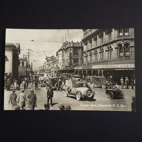 NZ New Zealand Vintage Postcard Colombo Street Christchurch Photograph Postcard