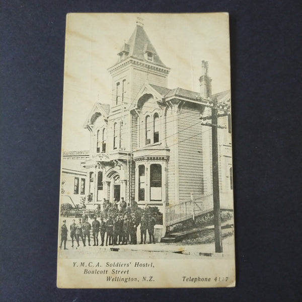 NZ New Zealand Vintage Postcard YMCA Soldiers' Hostel Boulcott St Wellington Photograph Postcard