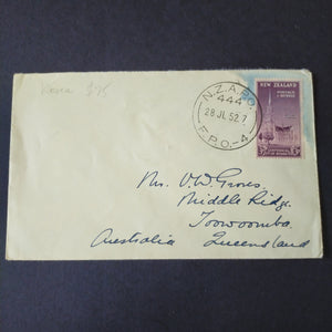 NZ New Zealand Vintage Cover New Zealand Forces in Korea Korean War To Toowoomba Queensland