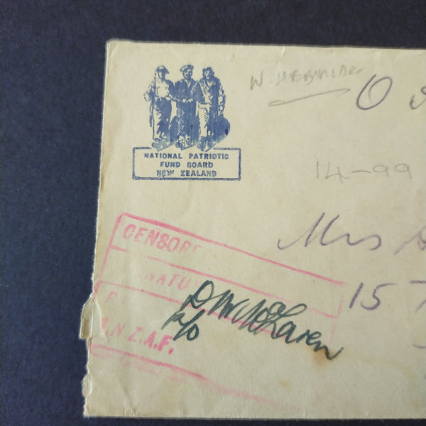 NZ New Zealand Vintage Cover New Zealand Air Force in World War II Espirito Santo New Hebrides To New Zealand Censored Mail