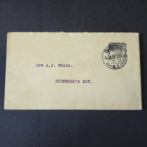 NZ New Zealand 1917 Bank of New Zealand Dunedin Frank Stamp Cover