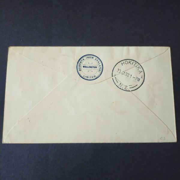 NZ New Zealand 5d Surcharge on 1932 First Flight Wellington - West Coast cover