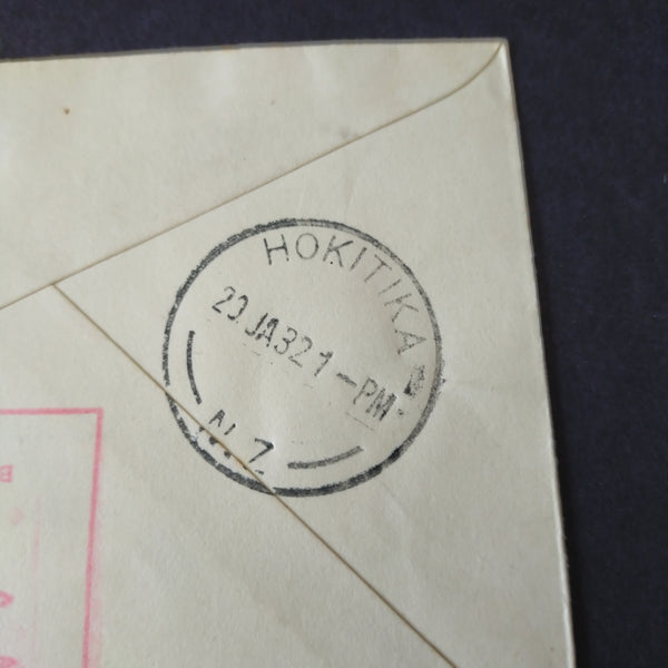 NZ New Zealand 1932 Vintage Cover Westport To Hokitika Air Mail First Flight Wellington - West Coast