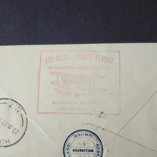 NZ New Zealand 1932 Vintage Cover Westport To Hokitika Air Mail First Flight Wellington - West Coast