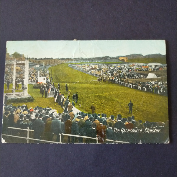 NZ New Zealand 1923 Vintage Postcard "The Racecourse, Chester Great Britain' UK To Christchurch KGV 1 Penny Postage Due